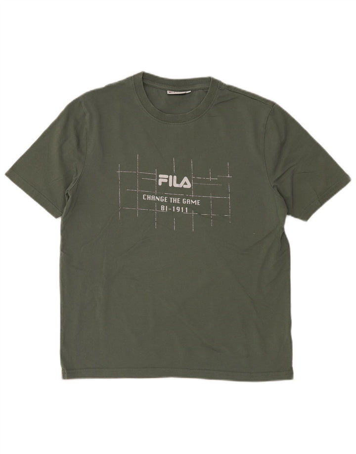 T-shirt grafica da uomo FILA Top piccola in cotone kaki