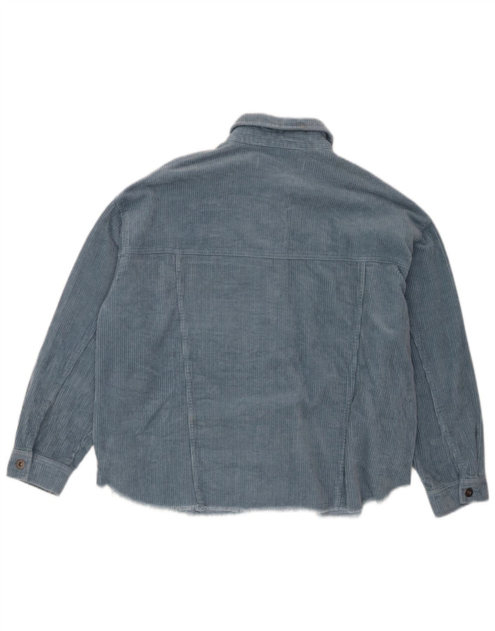 Camicia da donna in velluto a coste oversize Zara UK 14 Cotone blu medio