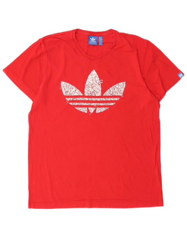 T-shirt grafica da uomo Adidas Top in cotone rosso medio