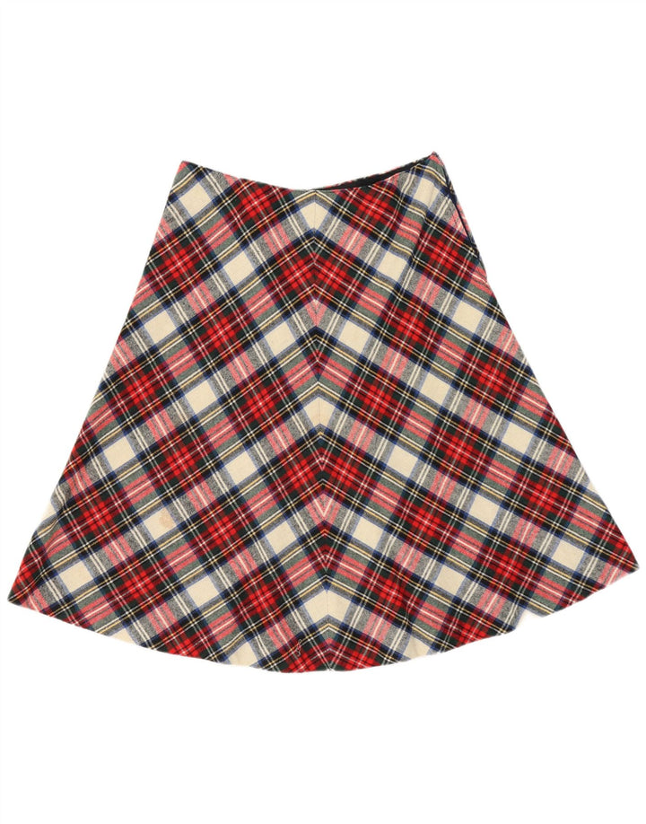Gonna a trapezio da donna vintage W32 grande scozzese multicolore