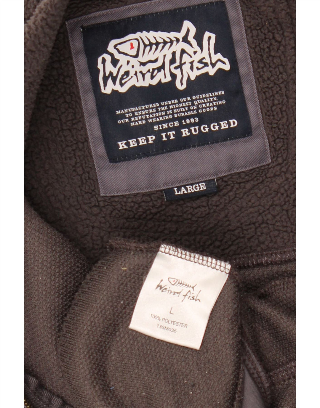 WEIRD FISH Giacca in pile da uomo UK 40 Large Grigio Poliestere