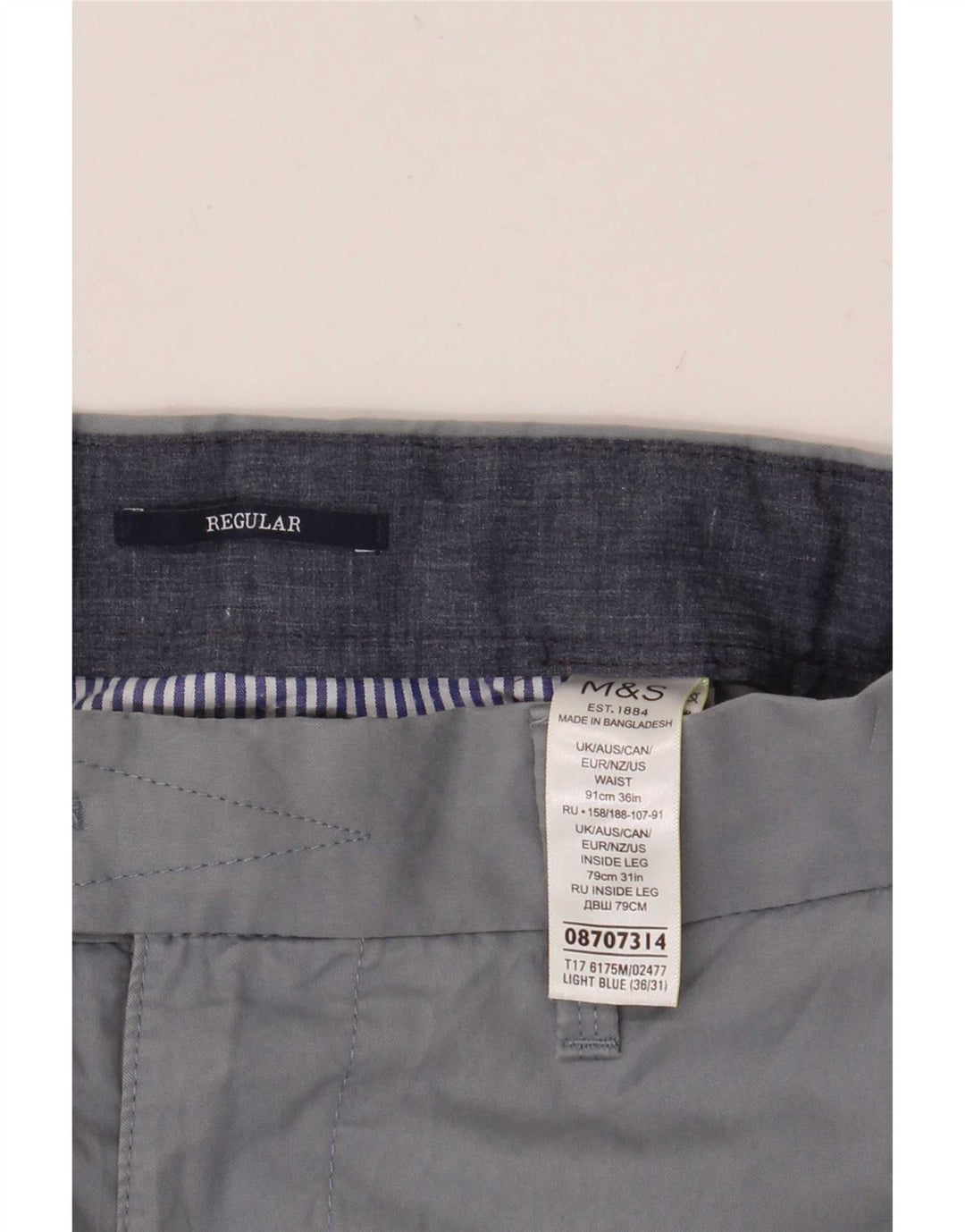 Pantaloni da abito vestibilità regolare da uomo Marks & Spencer W36 L31 cotone blu