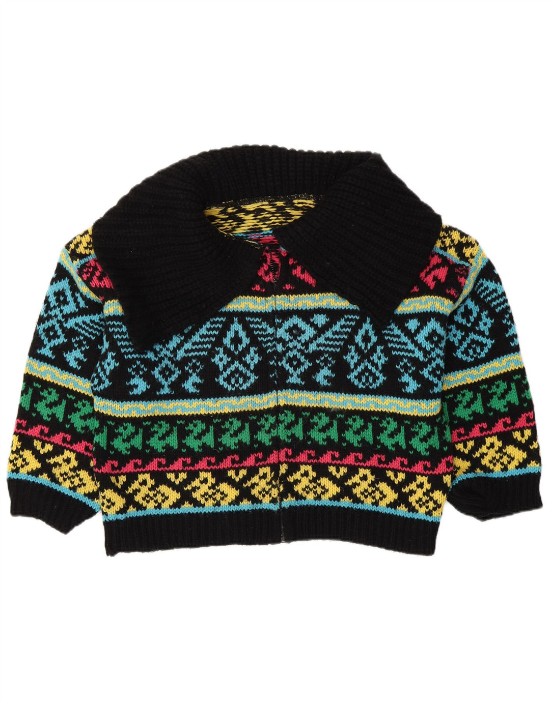 Maglione cardigan oversize da donna VINTAGE UK 16 grande multicolore