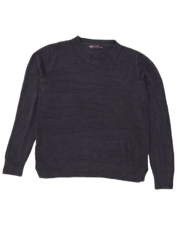 Maglione maglione girocollo da donna Marks & Spencer UK 12 medio blu navy