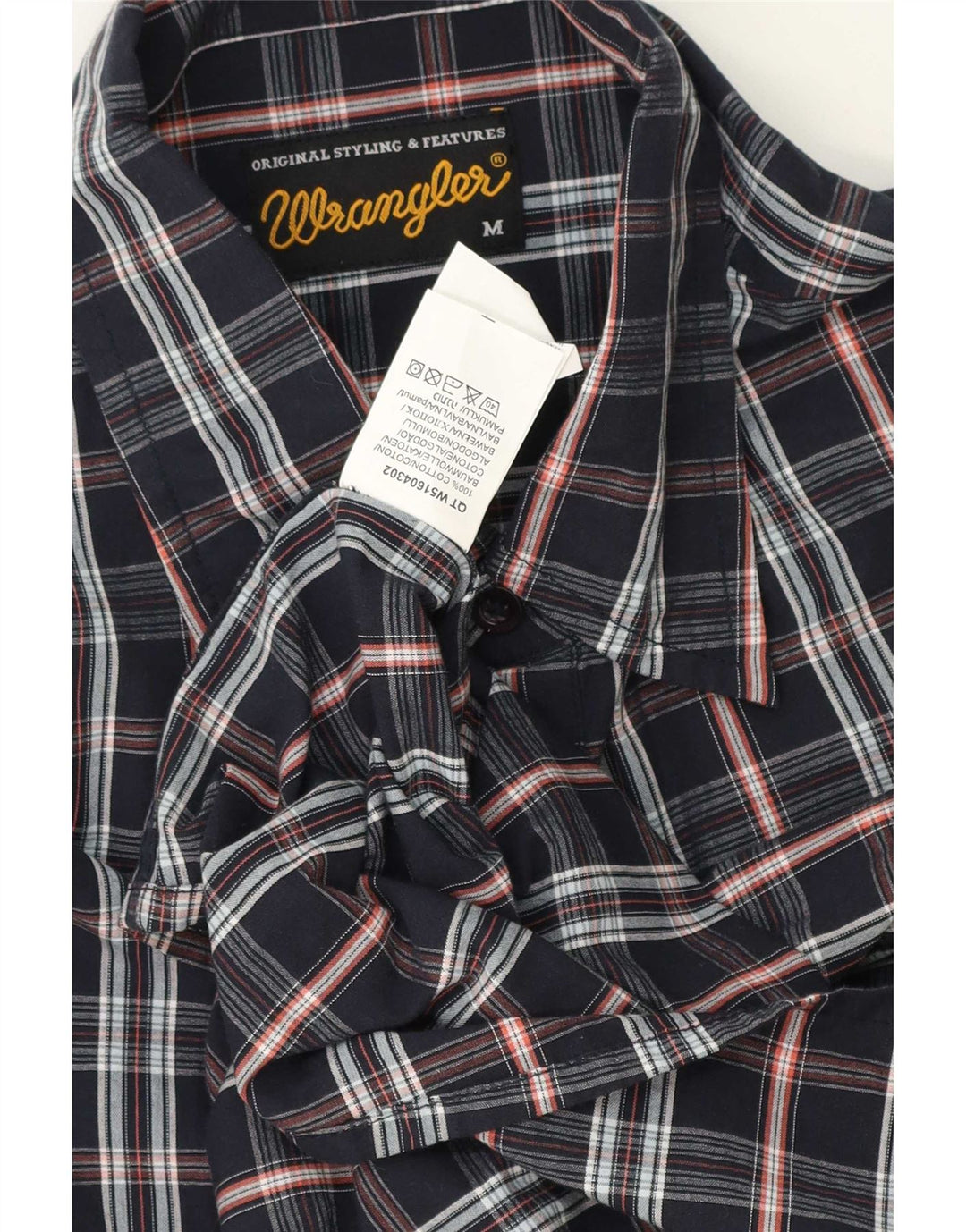 Camicia da uomo Wrangler in cotone a quadri blu navy medio