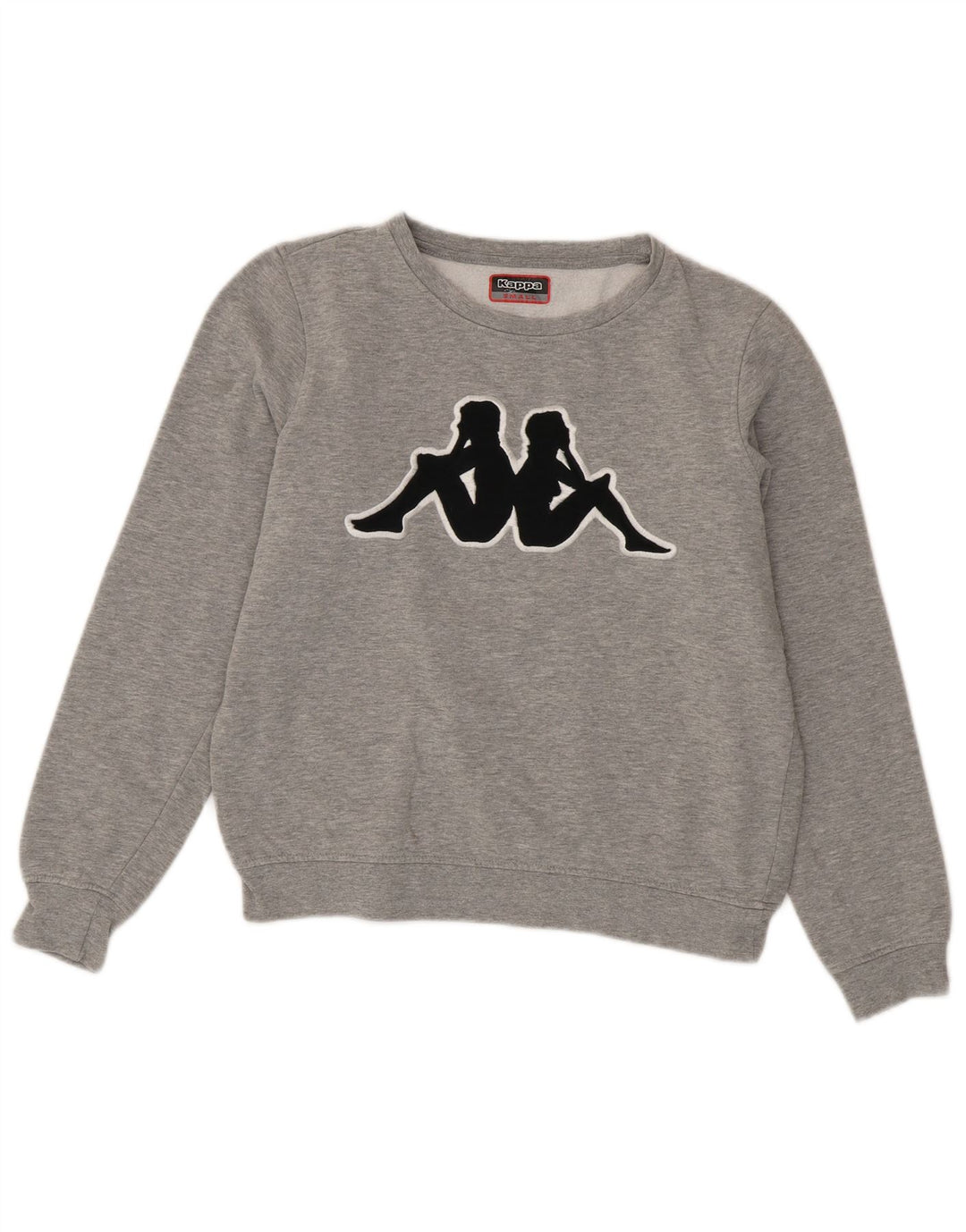 Felpa oversize con grafica Kappa da donna, maglione UK 10, piccolo cotone grigio