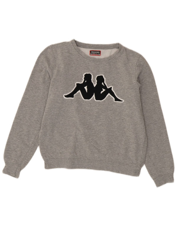 Felpa oversize con grafica Kappa da donna, maglione UK 10, piccolo cotone grigio