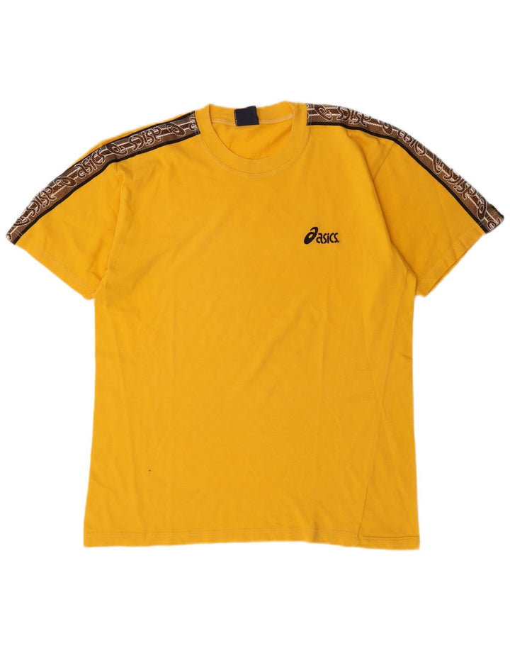 T-shirt grafica da uomo Asics Top in cotone color block giallo medio