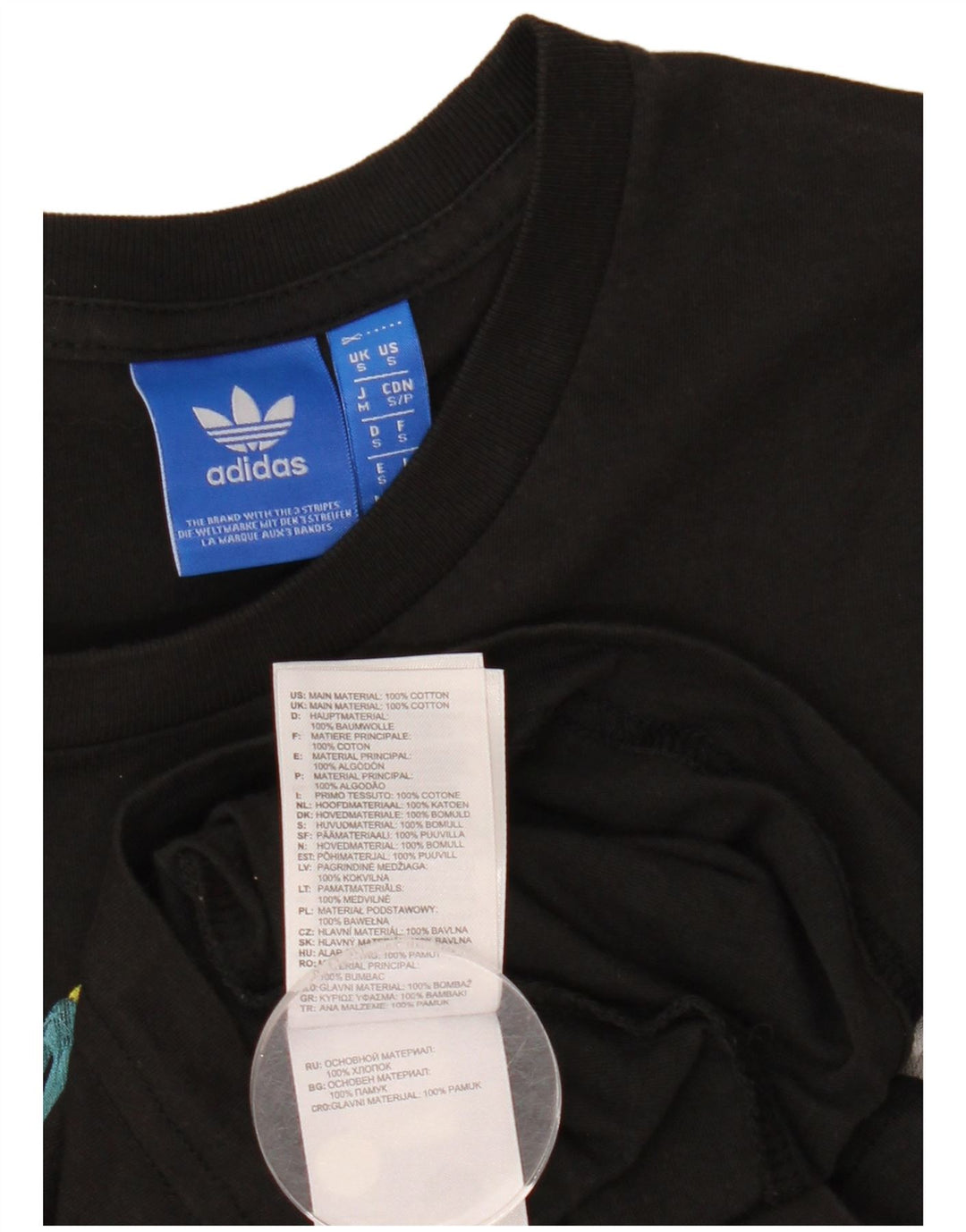 T-shirt grafica da uomo Adidas Top piccola in cotone nero