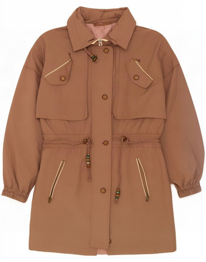 Cappotto imbottito vintage da donna UK 14 grande marrone