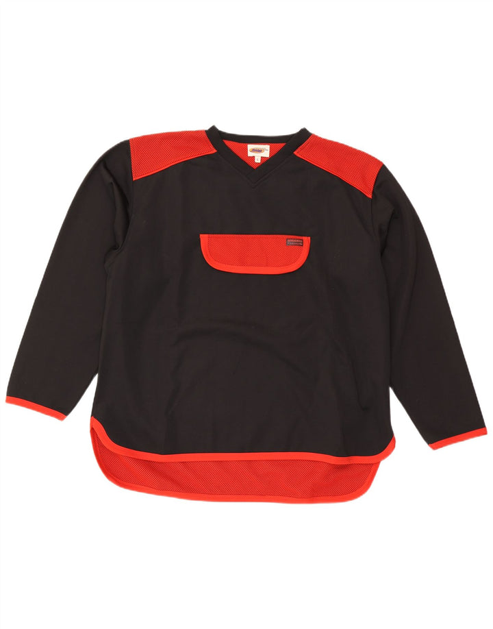 VINTAGE Tuta da uomo pullover Top grande poliestere color block nero