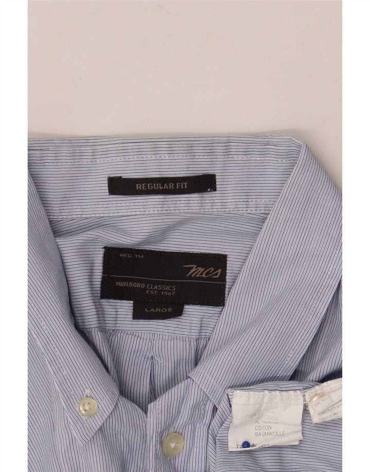 Camicia da uomo Regular Fit Marlboro Classics, cotone gessato blu grande