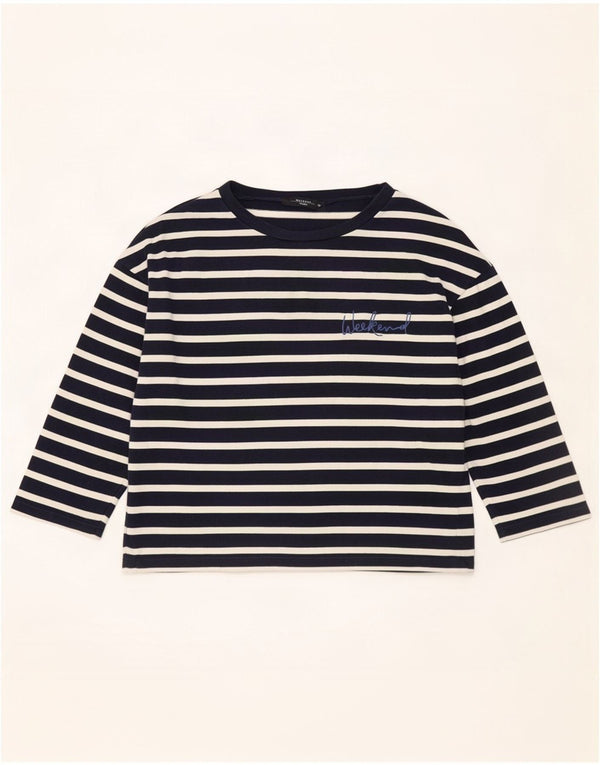 Top da weekend da donna Max Mara manica 3/4 UK 14 medio blu navy nautico
