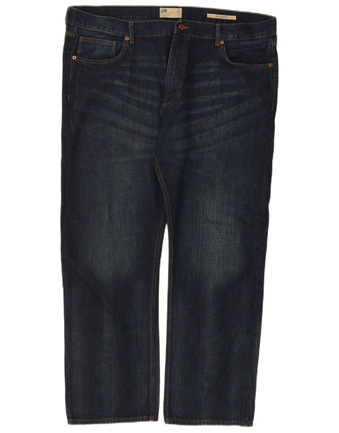 Jeans dritti rilassati da uomo Marks & Spencer W42 L29 cotone blu navy