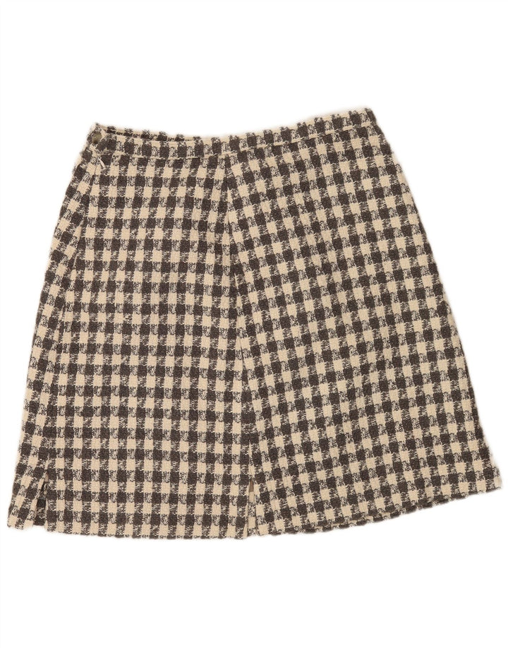 Gonna a trapezio da donna vintage W32 grande motivo a quadri beige