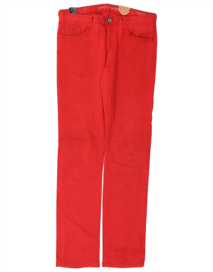 Tommy Hilfiger Uomo Hudson Slim Jeans W34 L36 Cotone Rosso