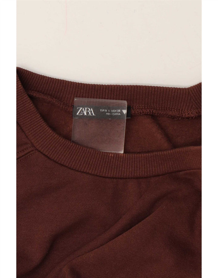 Felpa corta da donna Zara UK 10 piccola marrone