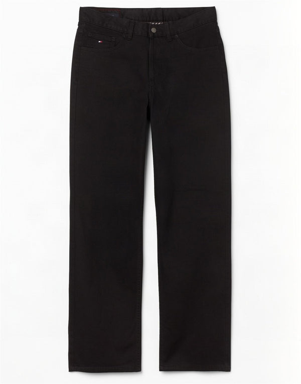 Tommy Hilfiger Mens Straight Casual Trousers W32 L32 Black Cotton