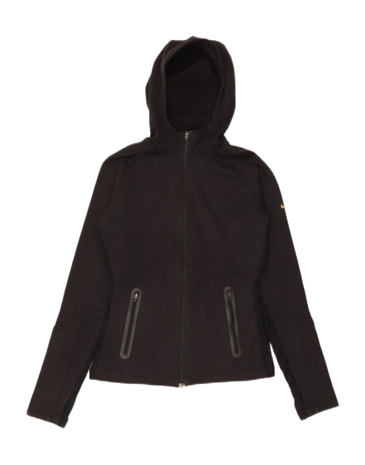 Maglione con cappuccio e zip da donna Nike UK 10 piccolo poliestere nero