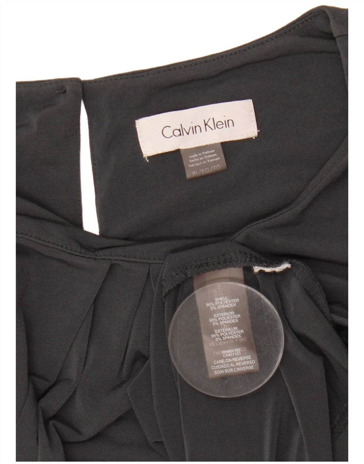Top camicetta corta senza maniche da donna Calvin Klein UK 18 XL poliestere grigio