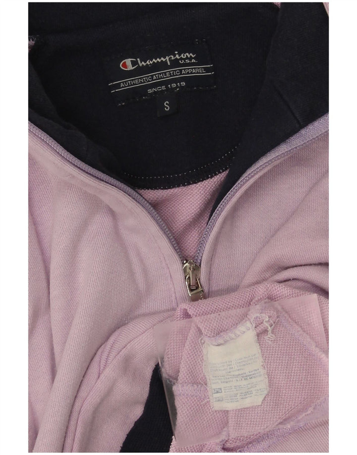 Felpa Champion da uomo con collo con zip, maglione piccolo, cotone viola