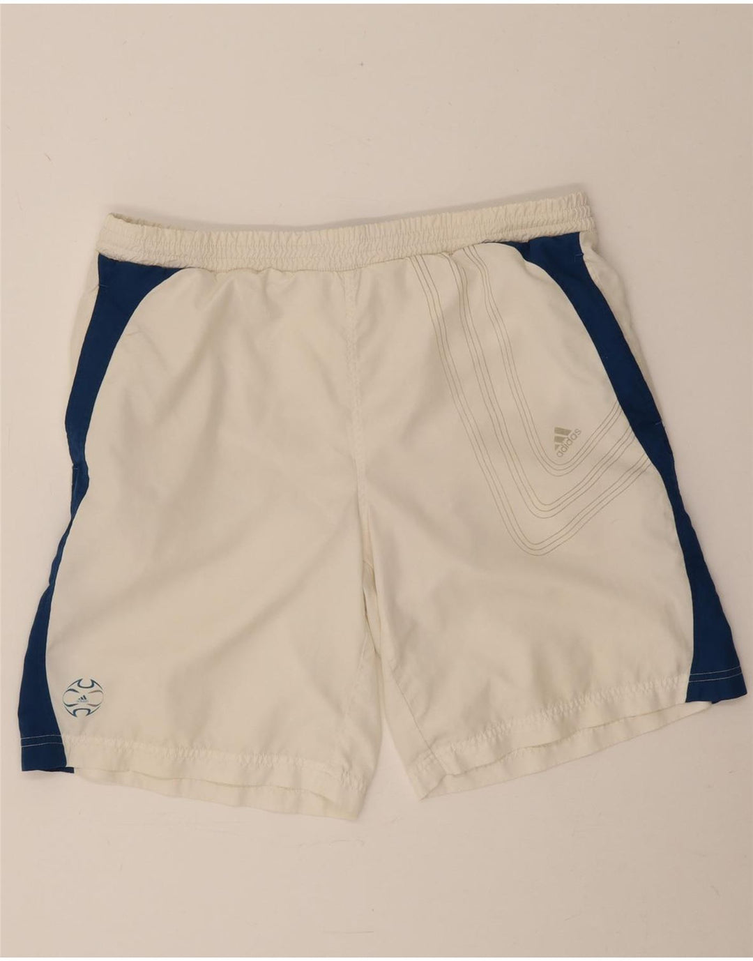 Pantaloncini sportivi Adidas da uomo in poliestere color block bianco medio