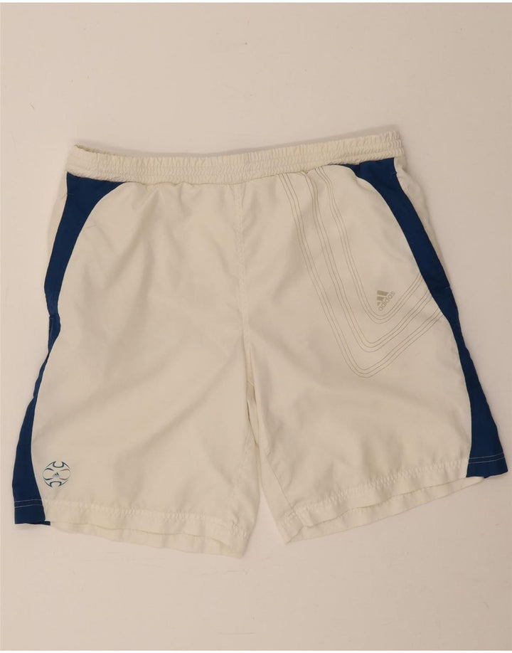 Pantaloncini sportivi Adidas da uomo in poliestere color block bianco medio