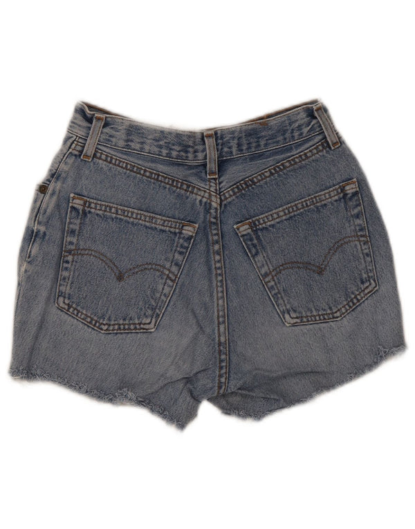 Pantaloncini di jeans invecchiati da donna Levi's W28 cotone blu medio