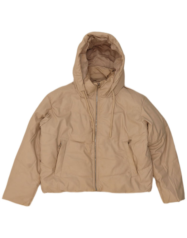 Giacca imbottita oversize con cappuccio da donna Zara UK 6 XS Poliestere beige