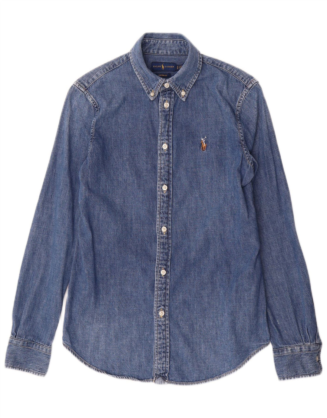 Camicia in denim su misura da uomo Ralph Lauren piccola in cotone blu