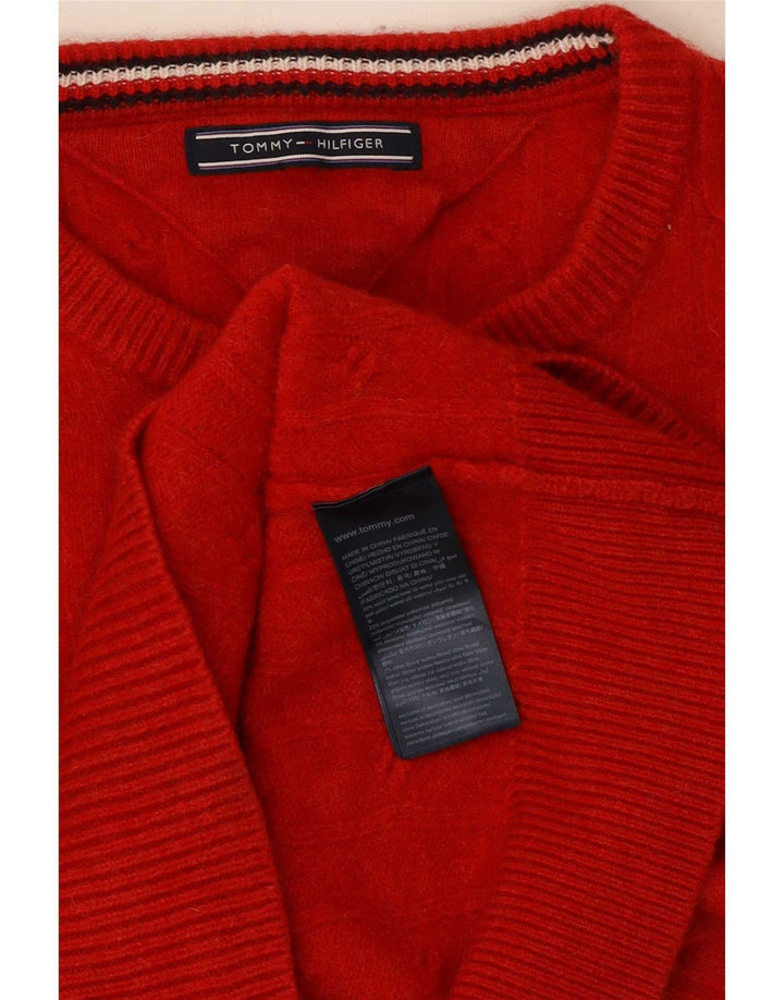 Maglione maglione girocollo da donna Tommy Hilfiger UK 14 lana rossa media