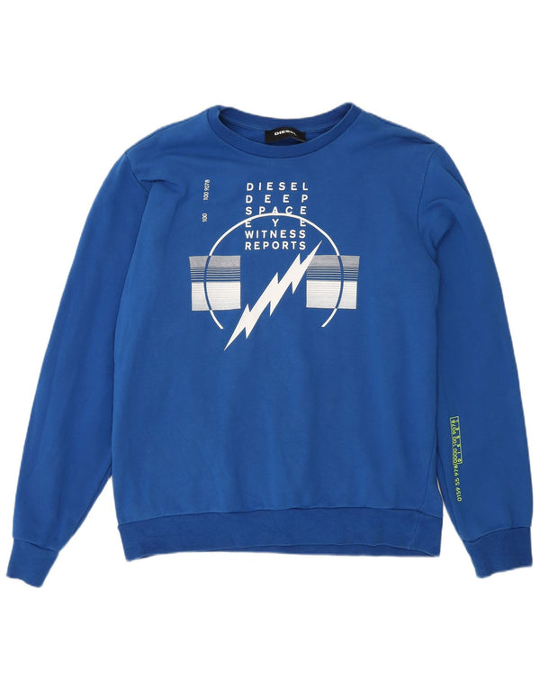 Diesel Felpa con grafica da uomo Maglione grande in cotone blu