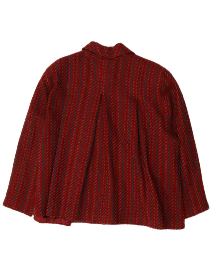 Giubbotto bomber oversize da donna vintage IT 46 grande lana a righe rosse