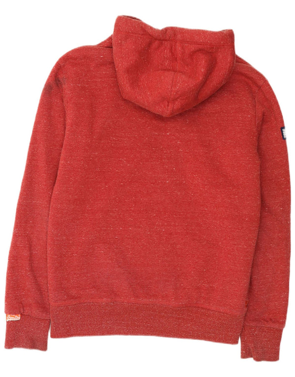 Maglione con cappuccio e zip Sherpa da uomo Superdry in cotone chiazzato rosso medio