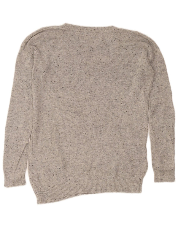 Marks & Spencer Womens Crew Neck Jumper Sweater UK 16 Large Grey Christmas