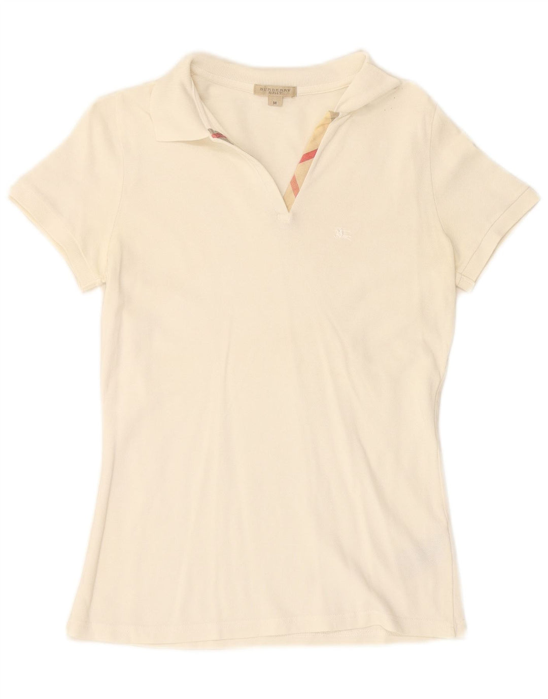 Polo BURBERRY da donna BRIT UK 12 cotone bianco sporco medio