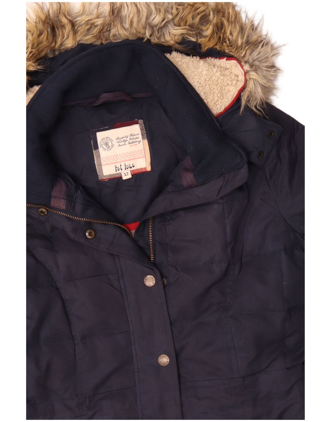 Giacca parka con cappuccio da donna Fat Face UK 12 medio blu navy poliestere invernale