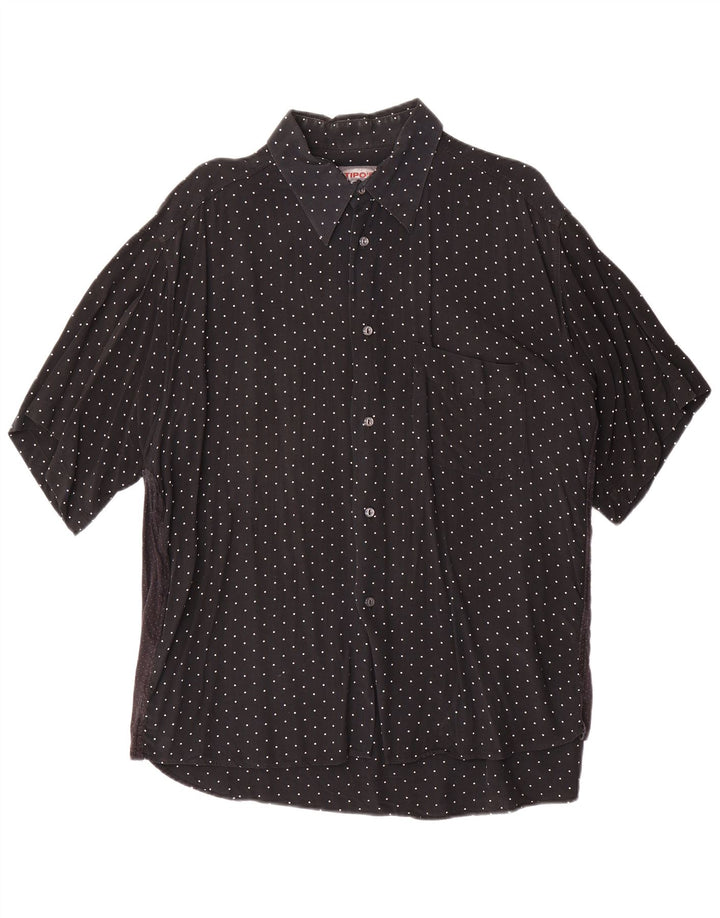 TIPO'S Camicia a maniche corte da uomo XL Nera Maculata