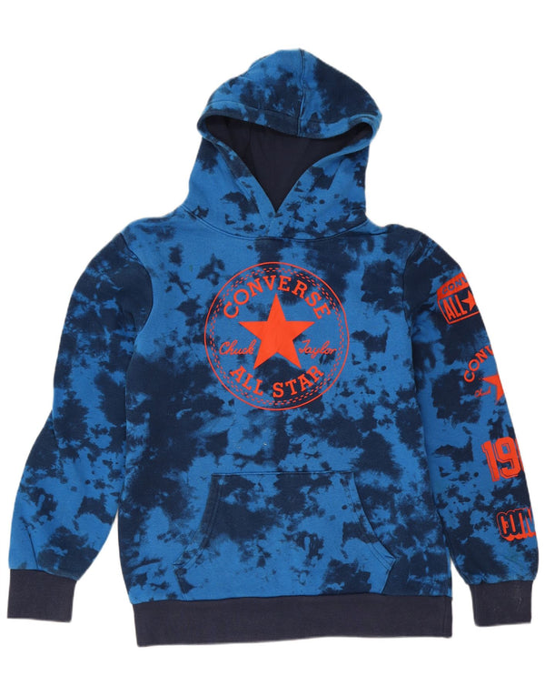 Felpa con cappuccio grafica per ragazzi Converse 12-13 anni grande in cotone tie dye blu