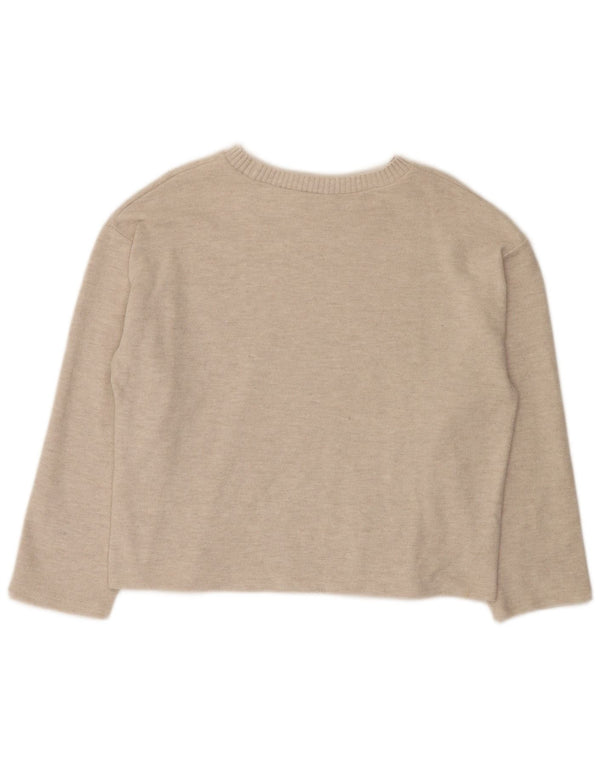 Maglione maglione con scollo a barca da donna Zara UK 16 grande poliestere beige