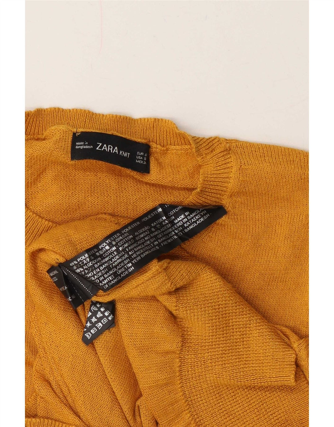 Maglione corto girocollo da donna Zara UK 10 piccolo poliestere giallo