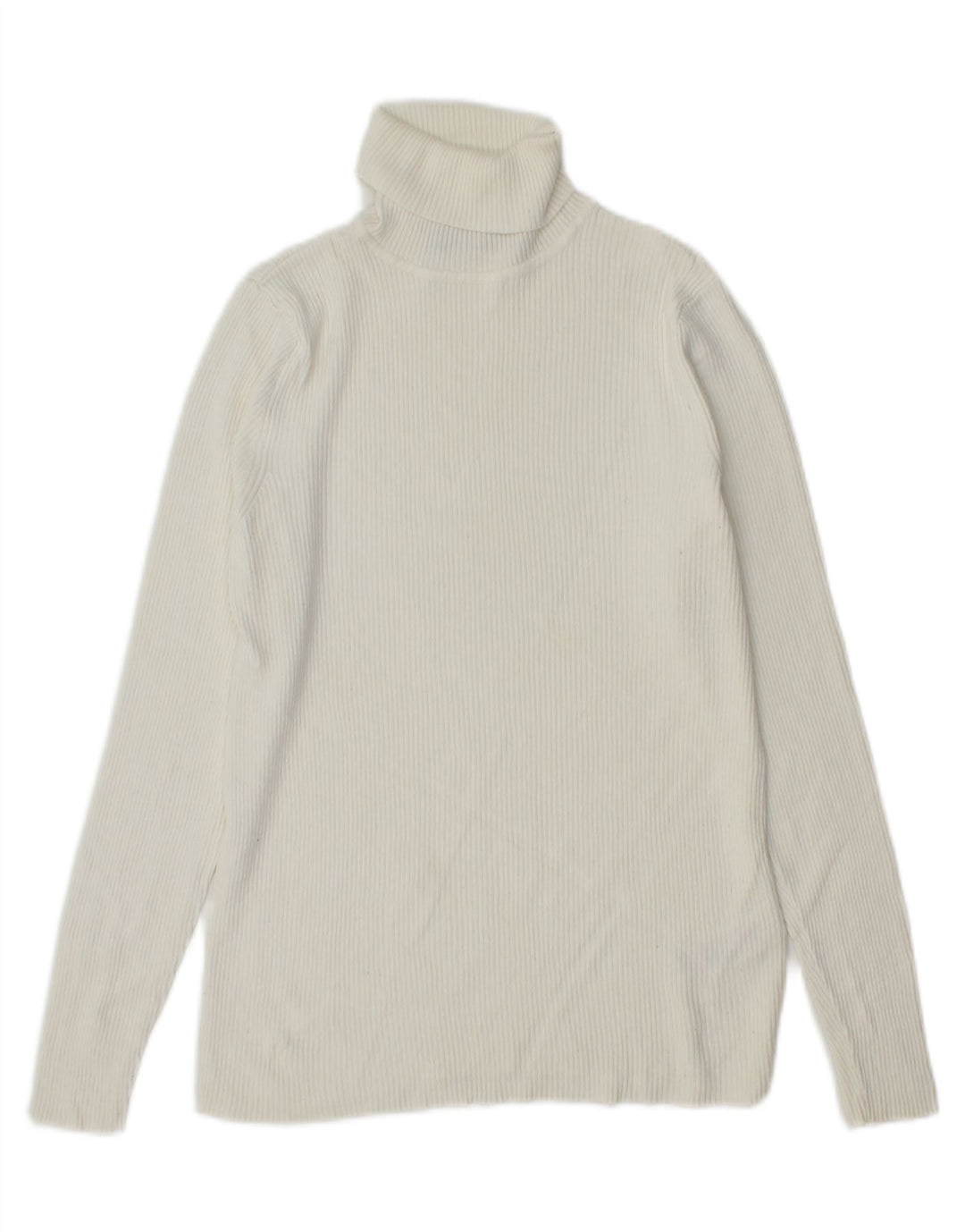 MARKS & SPENCER Womens Roll Neck Jumper Sweater UK 12 Medium White Viscose Vintage Marks & Spencer and Second-Hand Marks & Spencer from Messina Hembry 