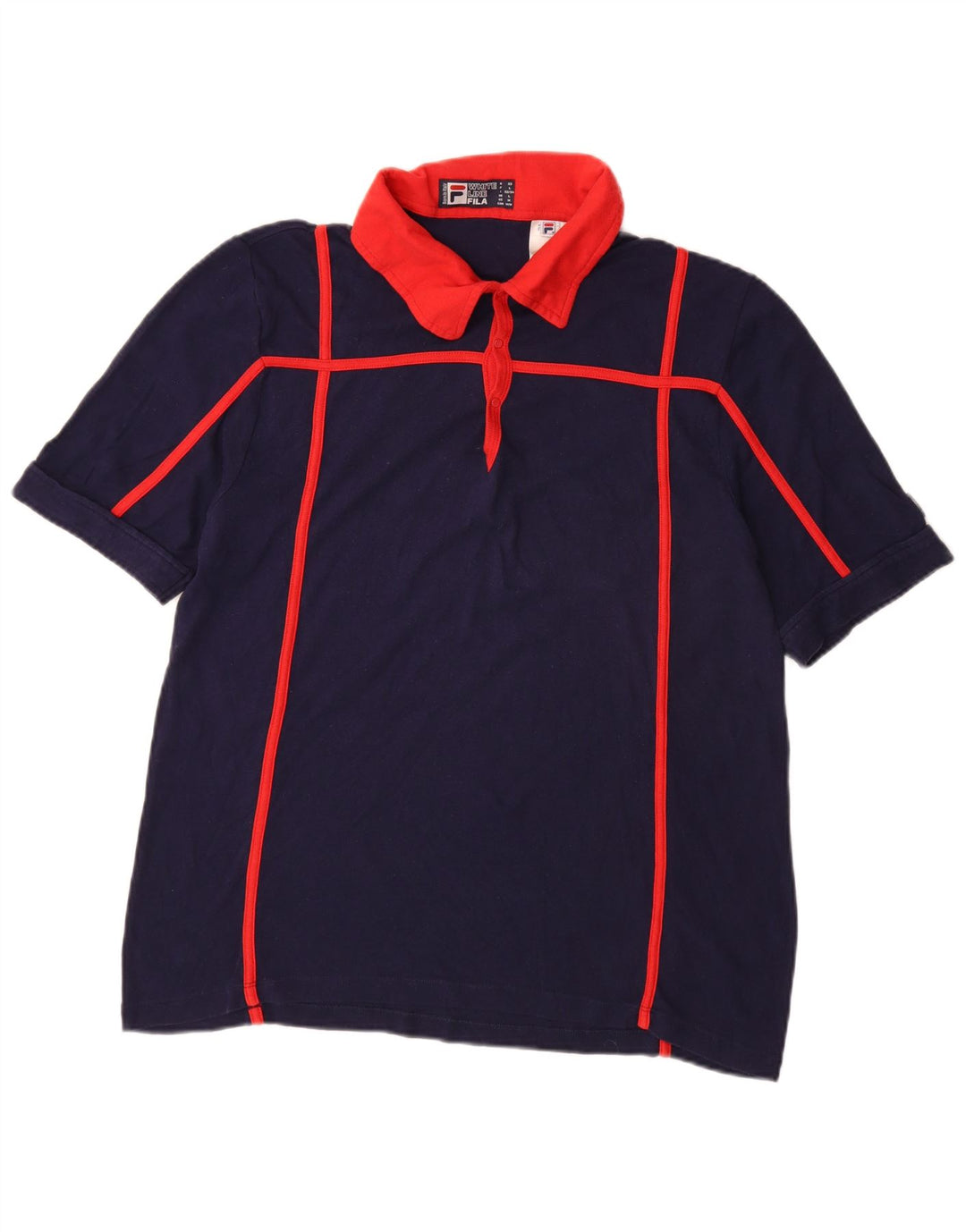 Polo da uomo FILA grande in cotone color block blu navy