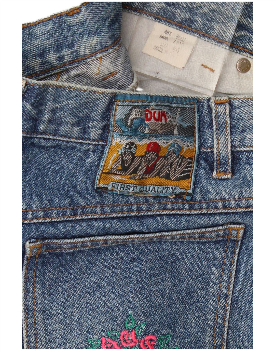 Gonna di jeans vintage da donna IT 44 media W28 cotone blu