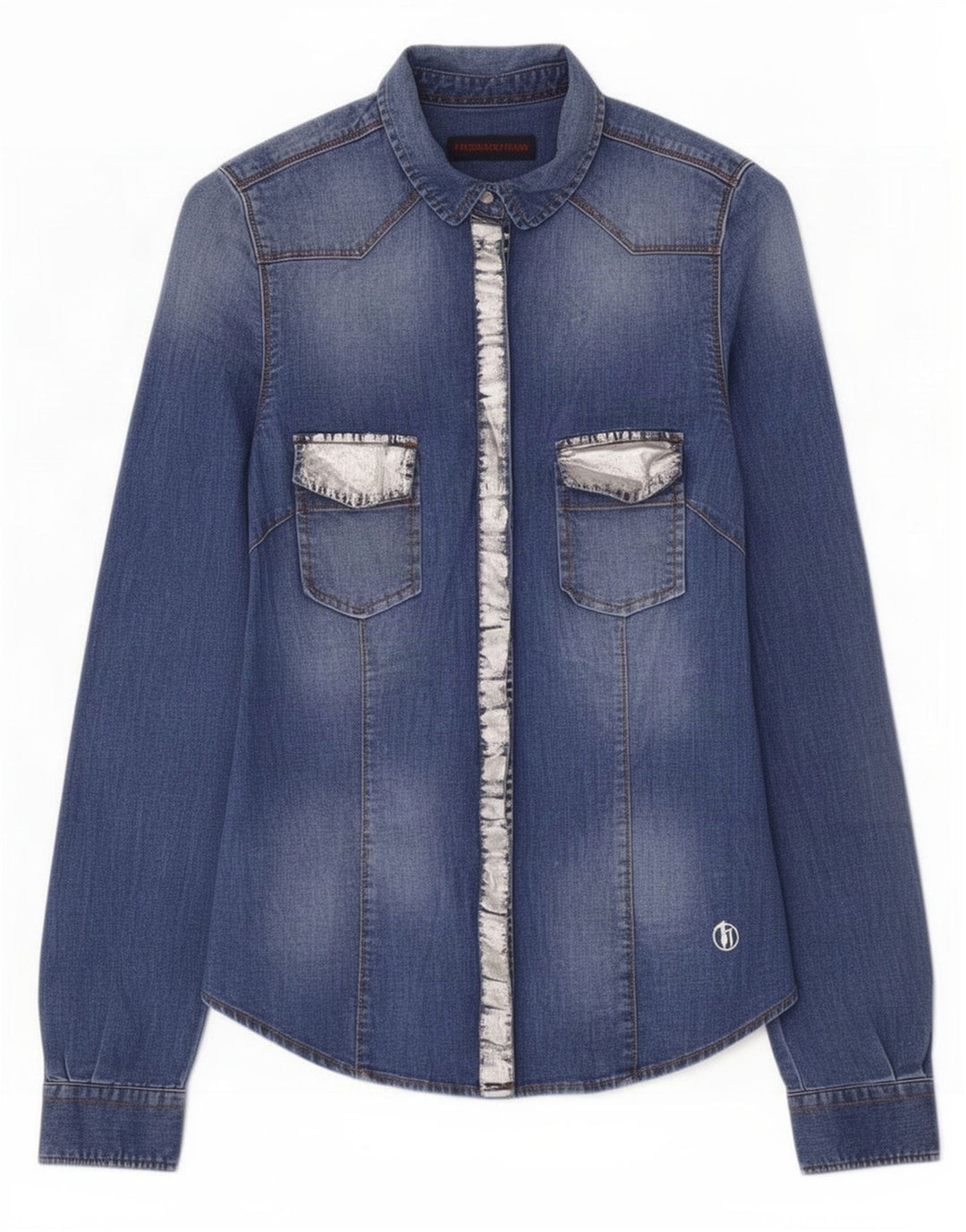 Camicia Denim Donna Trussardi Jeans IT 40 Small Blu