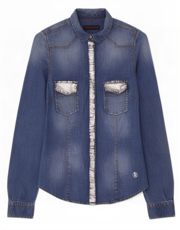 Camicia Denim Donna Trussardi Jeans IT 40 Small Blu