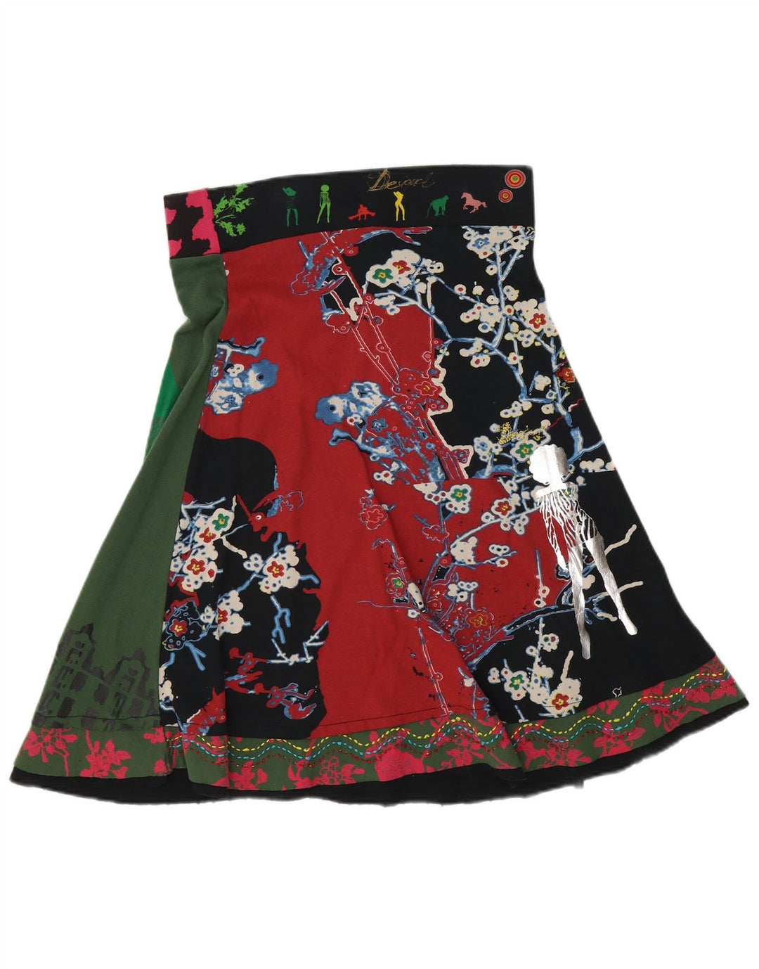 Desigual Gonna a trapezio grafica da donna media W32 cotone patchwork nero
