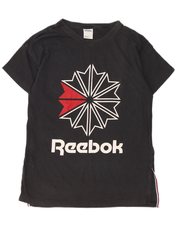 T-shirt grafica da uomo Reebok Top grande in cotone nero
