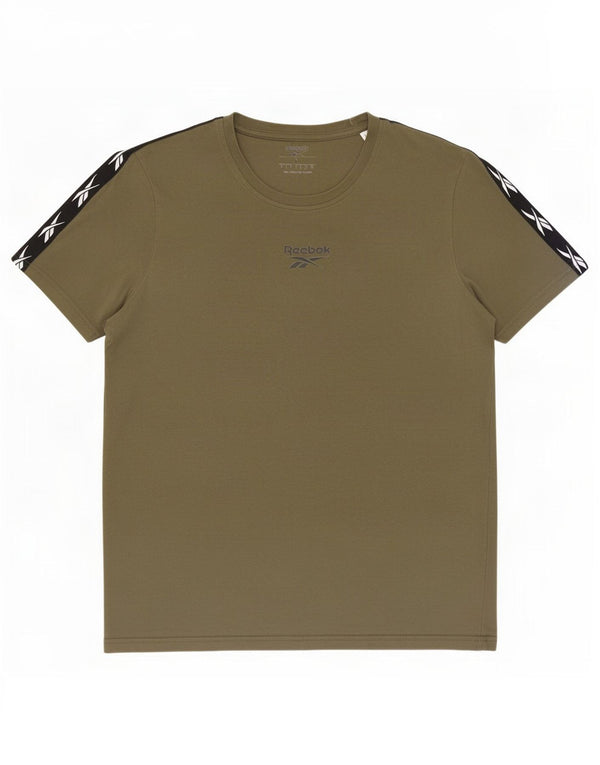 T-shirt grafica da uomo Reebok Top Large in cotone color block kaki