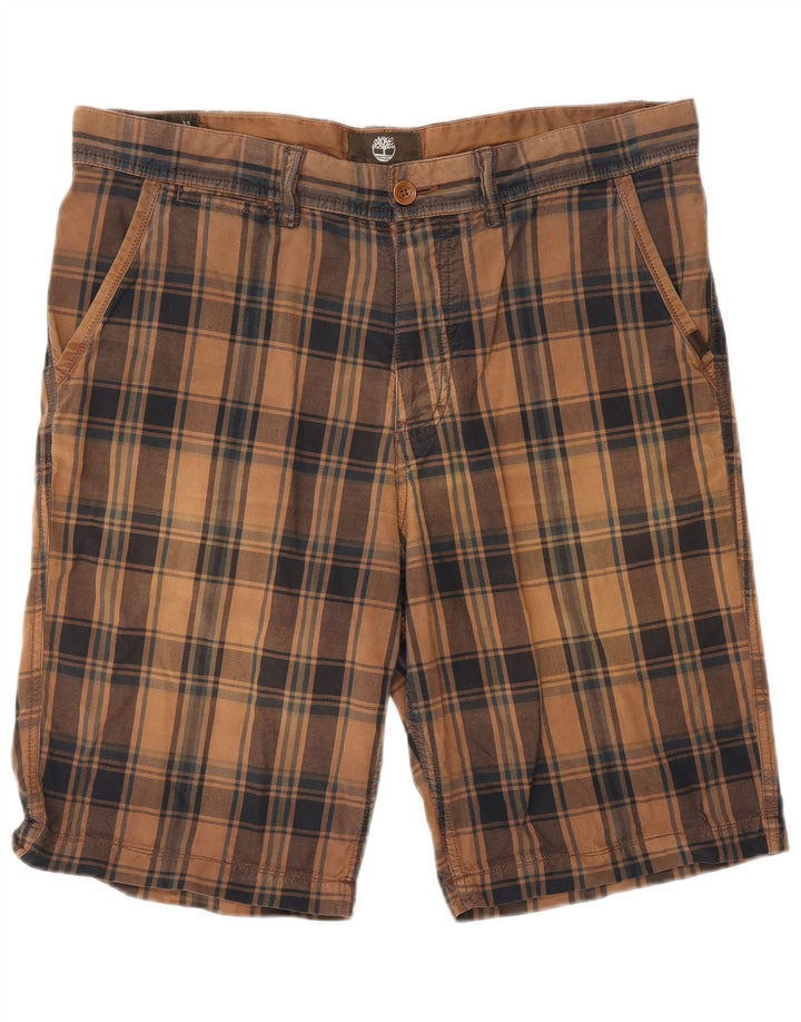 Pantaloncini chino da uomo Timberland W34 grande cotone a quadri marroni
